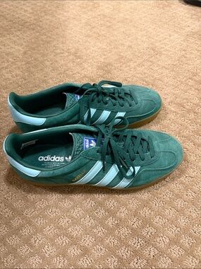 adidas Green Suede Sneakers with White Stripes